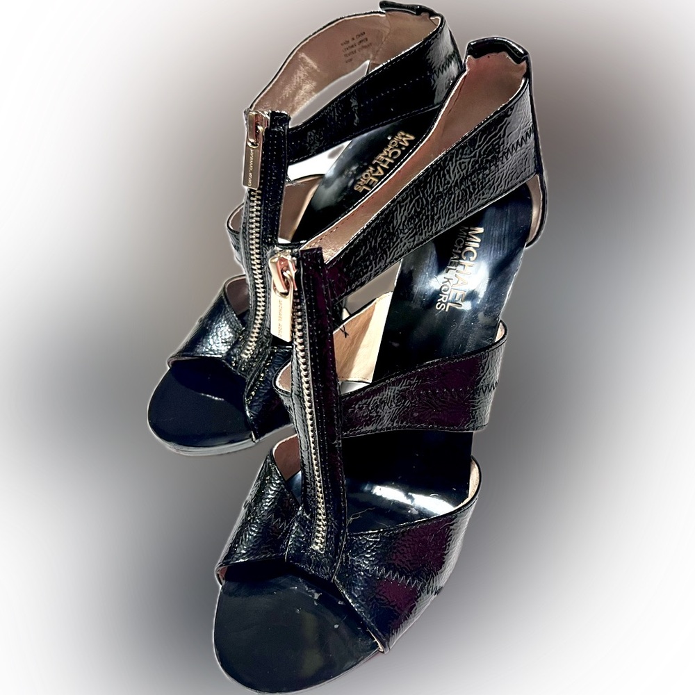 Women’s Michael Kors Black Berkley Caged Stilleto Heels with zipper